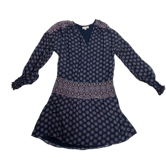 GUC Ramy Brook Silk Boho Print Dress XS Navy Multicolor - Picture 4 of 6